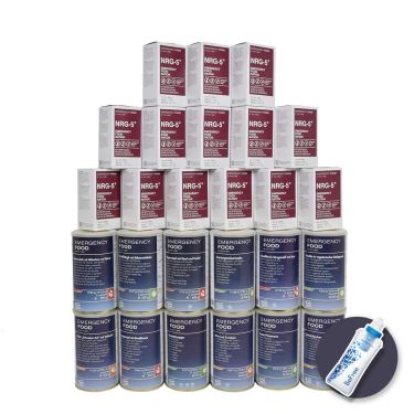 Kit Supervivencia 1 mes - Comidas, Raciones compactas, Filtro de agua - Almacenamiento 15 años