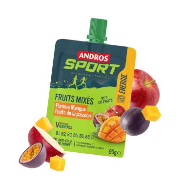 Gourde de fruits mixés ENERGIE - Pomme, mangue, fruits de la passion