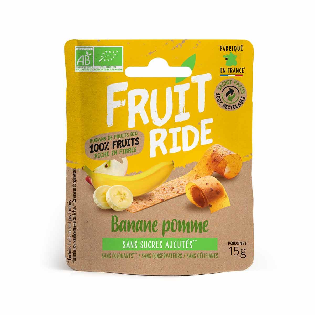 Láminas de frutas ecológicas Fruit Ride - Plátano, manzana