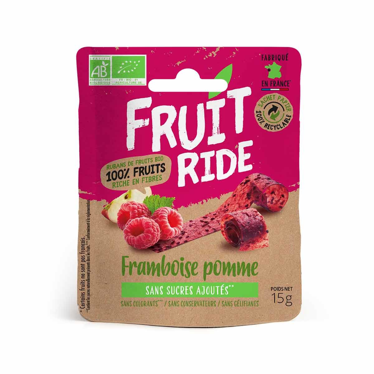 Láminas de frutas ecológicas Fruit Ride - Frambuesa, manzana