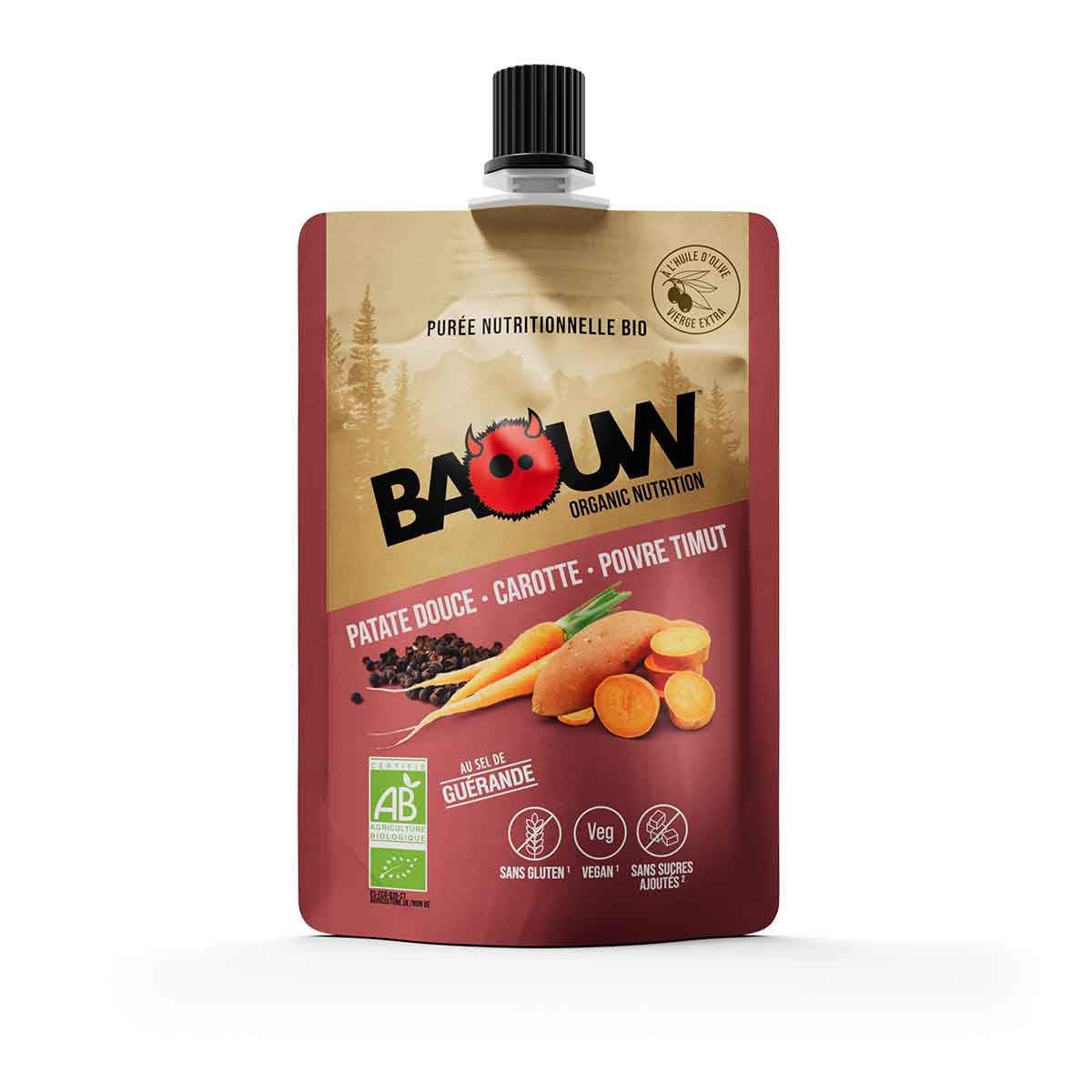 Puré energético ecológico Baouw - Batata, zanahoria, pimiento timut