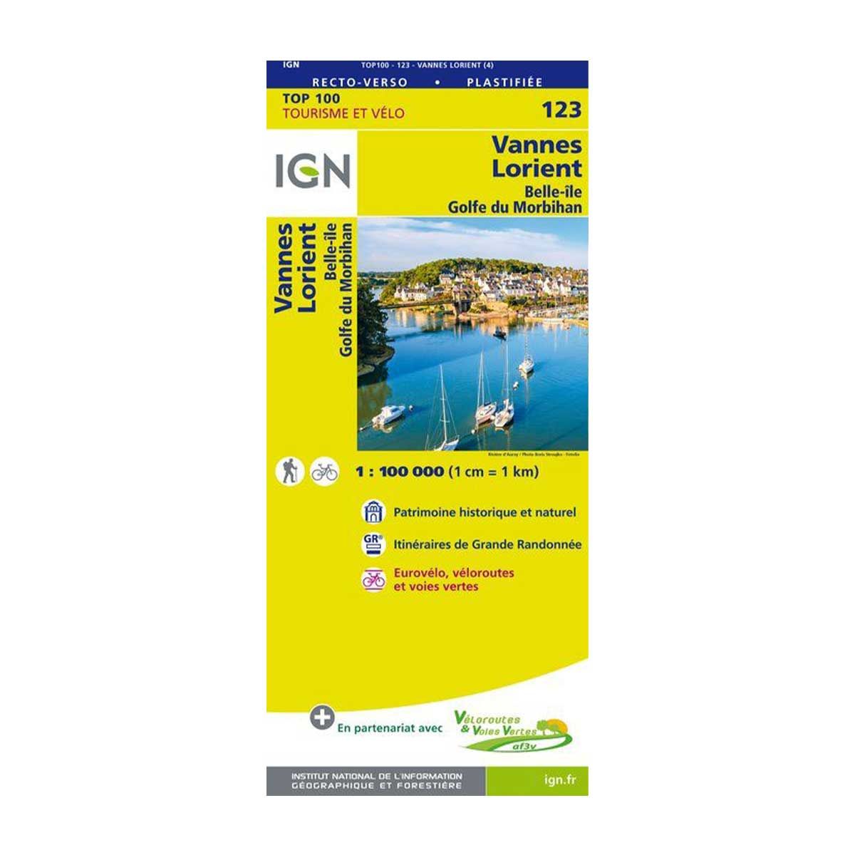 Mapa plastificado IGN - Vannes / Lorient